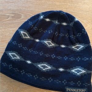 Pendleton Navy and White Knit Beanie